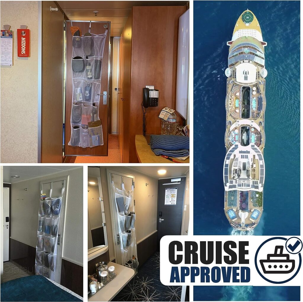 Cruise On Large Mesh Over Door Hanging Organizer 15 Pocket White Cabin Organization Shoe Holder  Cruise Essentials Storage