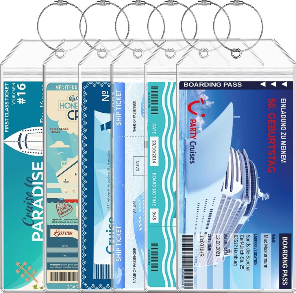 Luggage Tag for Cruise Ship Essentials 6 Pack for NCL Princess Carnival Cruise Luggage Tags by seavilia(Wide 6 Pack)