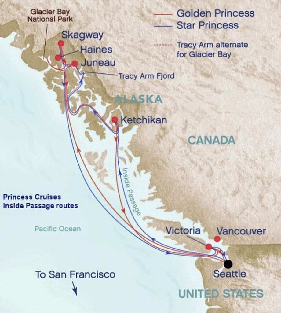 Popular departure ports for Alaskan cruises