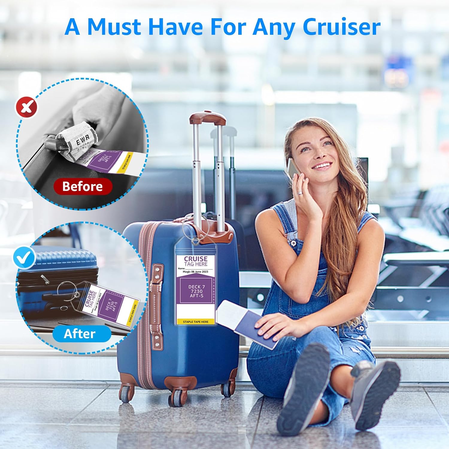thumbnail image 2 of 5 Pack Cruise Luggage Tag Holders For Carnival, NCL, Princess, MSC – Clear Cruise Essentials 2 of 6