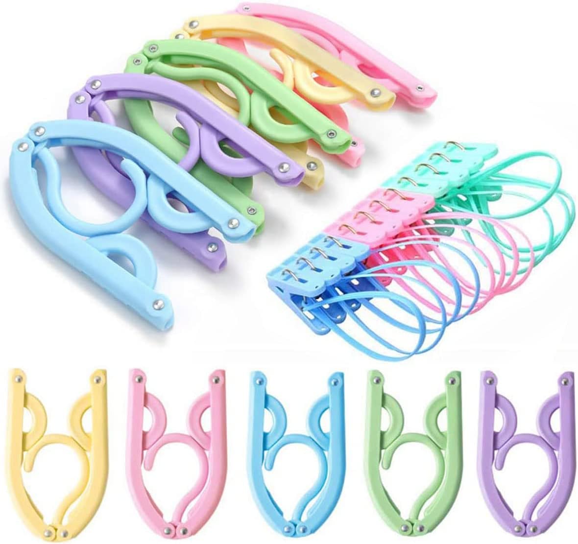 20 Pcs Travel Hangers with Clips- Cruise Ship Essentials Portable Folding Clothes Hangers Travel Accessories Foldable Clothes Drying Rack for Travel