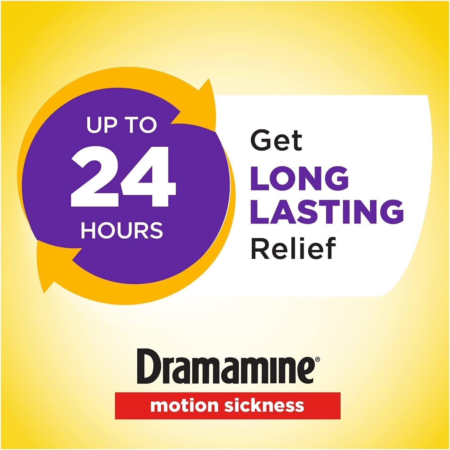 Dramamine Motion Sickness Relief Less Drowsey Formula, 8 Count