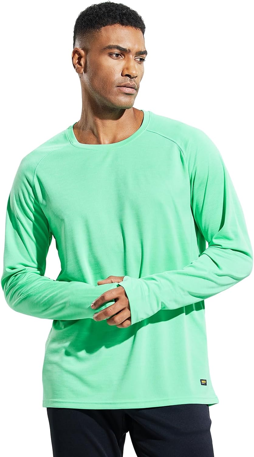 MIER Mens UPF 50+ Sun Shirts Quick Dry Long Sleeve UV Shirts Lightweight Rash Guard Swim T-Shirts Hiking Running