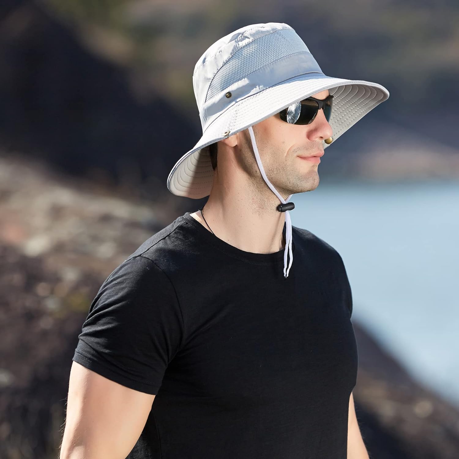 NPJY Sun Hat Womens Men 3” Wide Brim UPF 50+ Fishing Beach Bucket Hats
