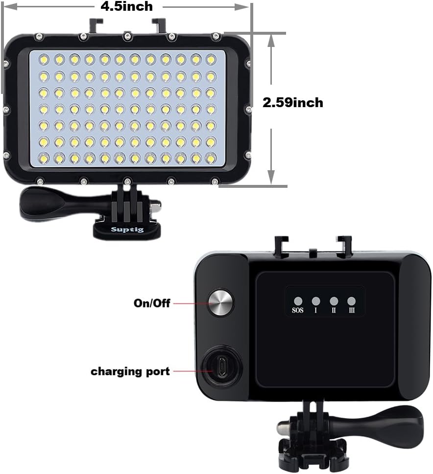 Suptig Video LED Dimmerabile Bianco Naturale, Caldo, Compatibile Con Gopro 13, 12, 11, 10, 9, 8, 7, 6, 5, 4, 3, 3+, Session, DJI OSMO, AKASO Action Camere