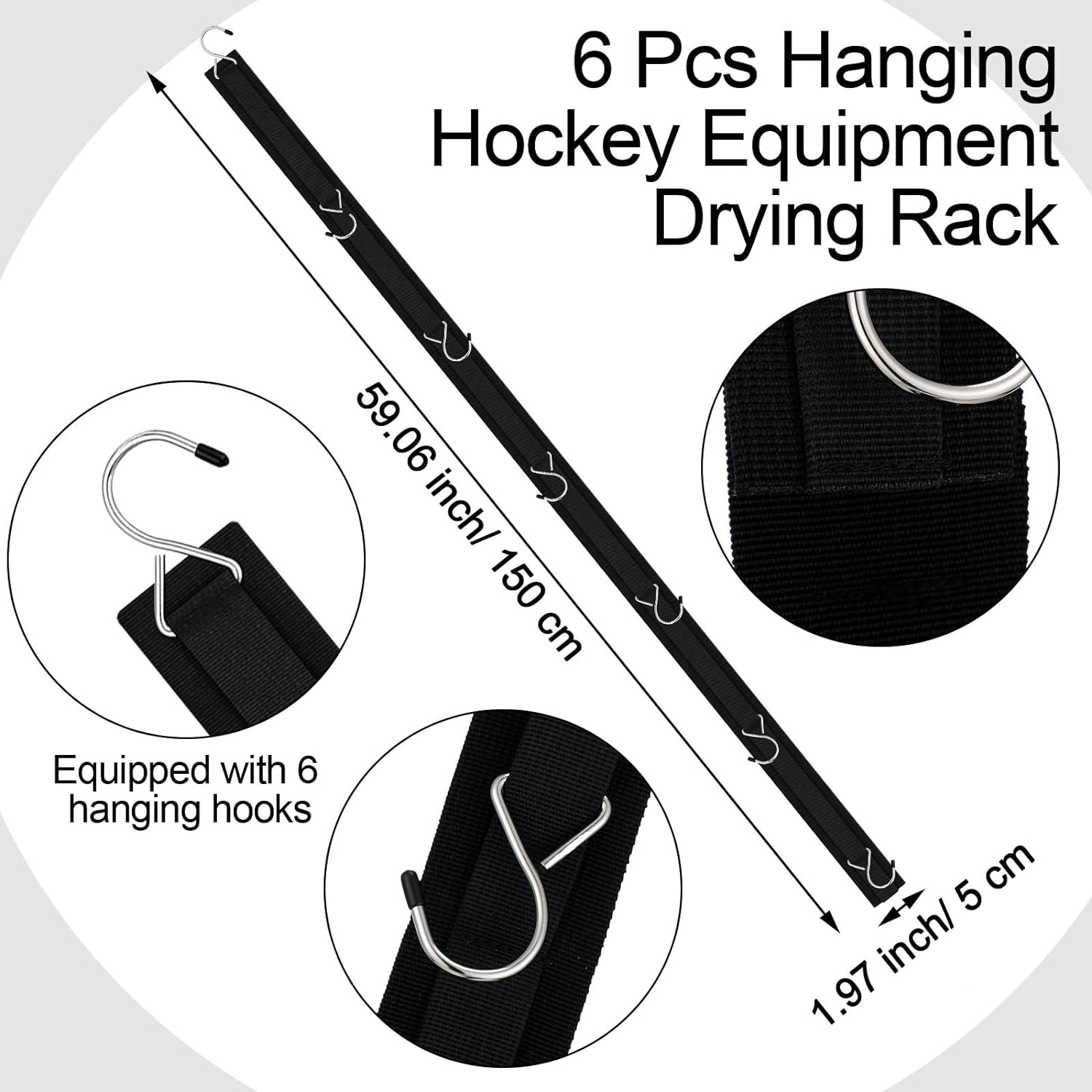 Suzile 6 Pcs Hockey Drying Rack Hockey Equipment Hanging Rack with 6 Hooks Multipurpose Gear Organizer Portable Sports Gifts Ice Hockey Equipment Camping Equipment for Home Travel Outdoor