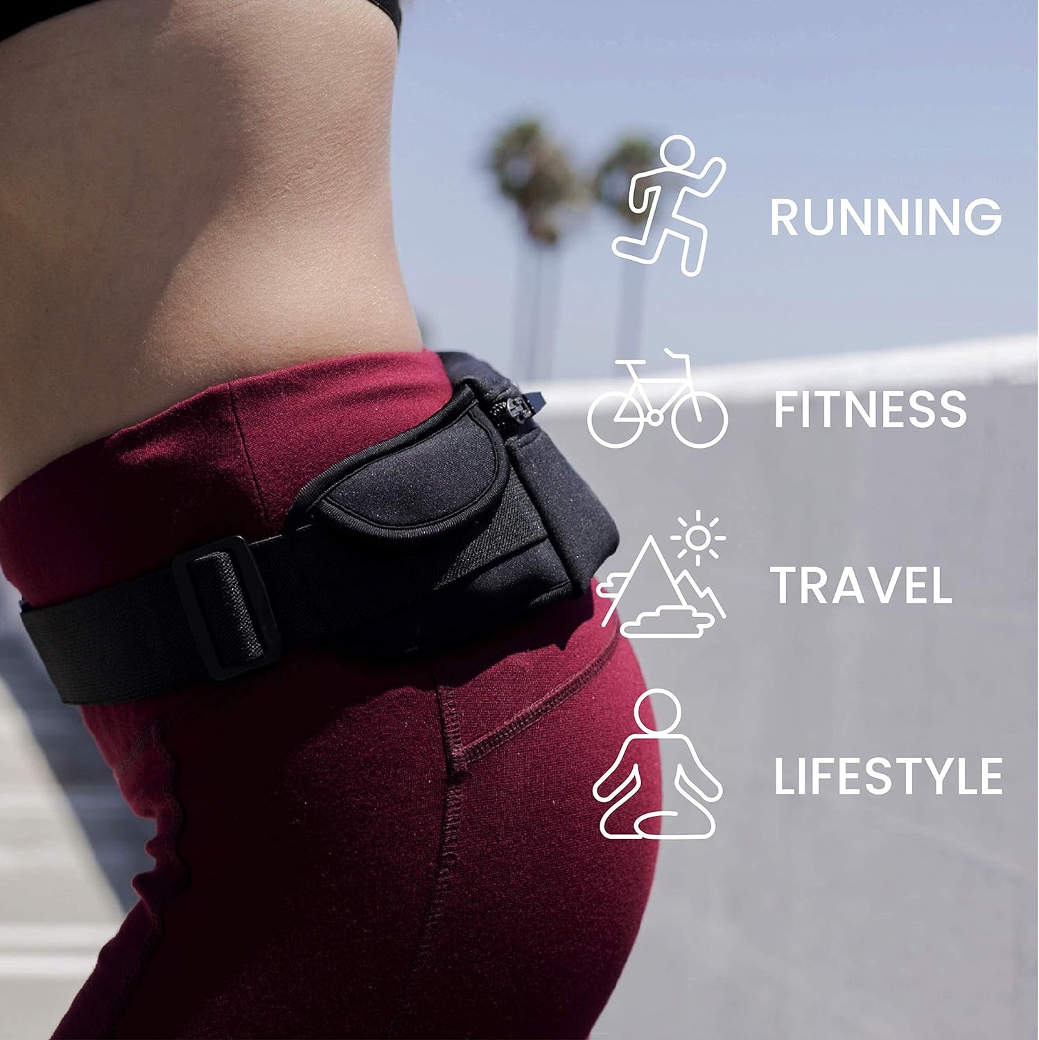 The Belt of Orion Survival Gear Travel Running Belt Waist Fanny Pack Hands Free Way to Carry Sanitizer, Face Mask, Phone, Passport, Keys, ID, Money  Everyday Essentials (Travel 9x4)