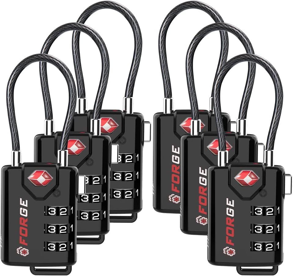 TSA Approved Cable Luggage Locks, Re-settable Combination with Alloy Body