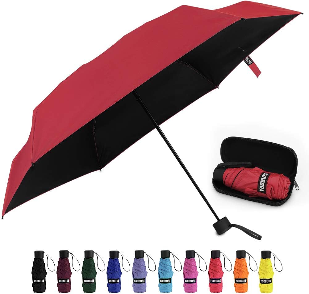 Yoobure Small Mini Umbrella with Case Light Compact Design Perfect for Travel Lightweight Portable Parasol Outdoor SunRain Umbrellas