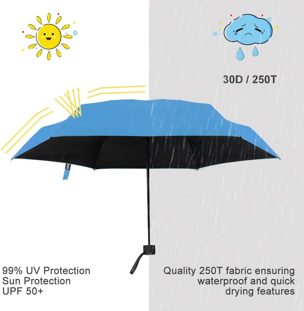 Yoobure Small Mini Umbrella with Case Light Compact Design Perfect for Travel Lightweight Portable Parasol Outdoor SunRain Umbrellas