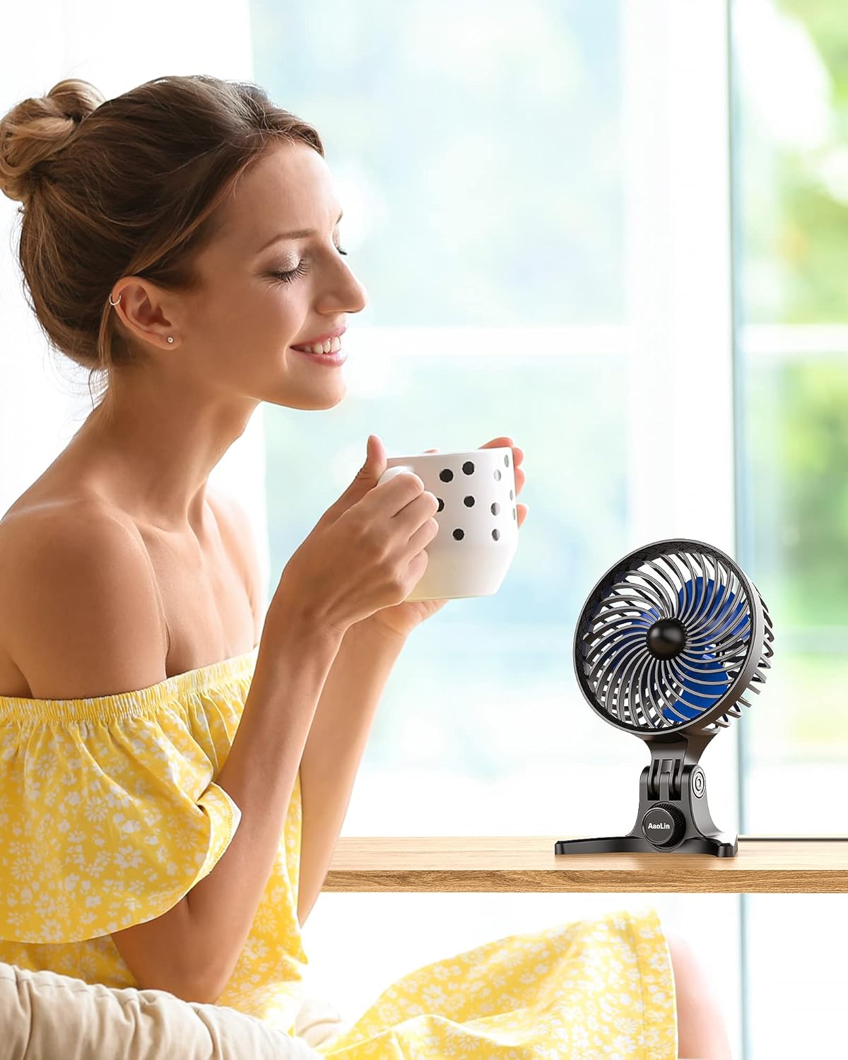 AaoLin USB Desk Fan, Small Fans with CVT Variable Speeds, Strong Cooling Airflow, Quiet Portable, Desktop Mini Personal Table Fan for Room, Home,Office, Bedroom