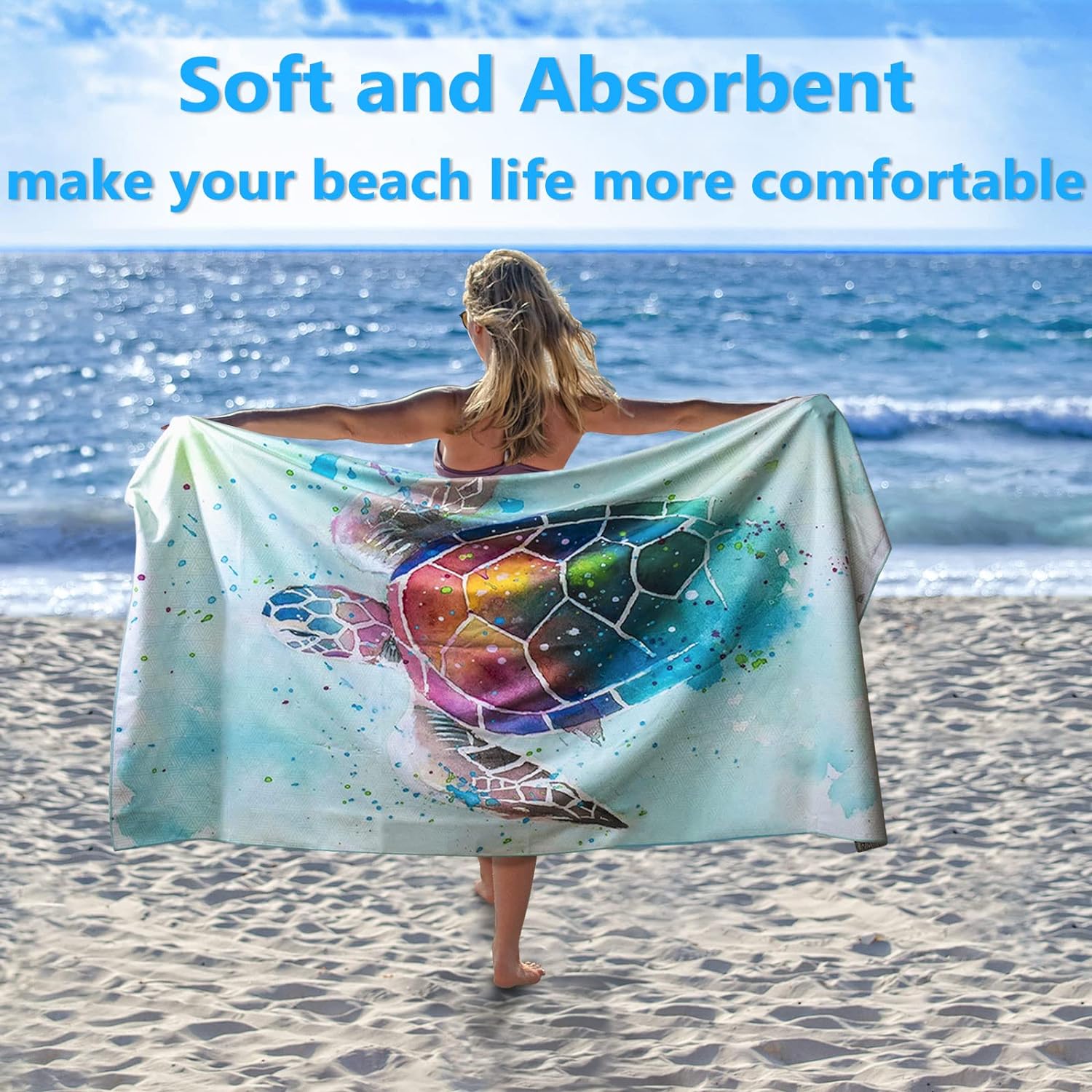 Microfiber Beach Towels 2 Packs, Oversized Quick Super Absorbent Towels for Adults, (72 x 36) Lightweight Thin Towels for Swimming Beach Camping