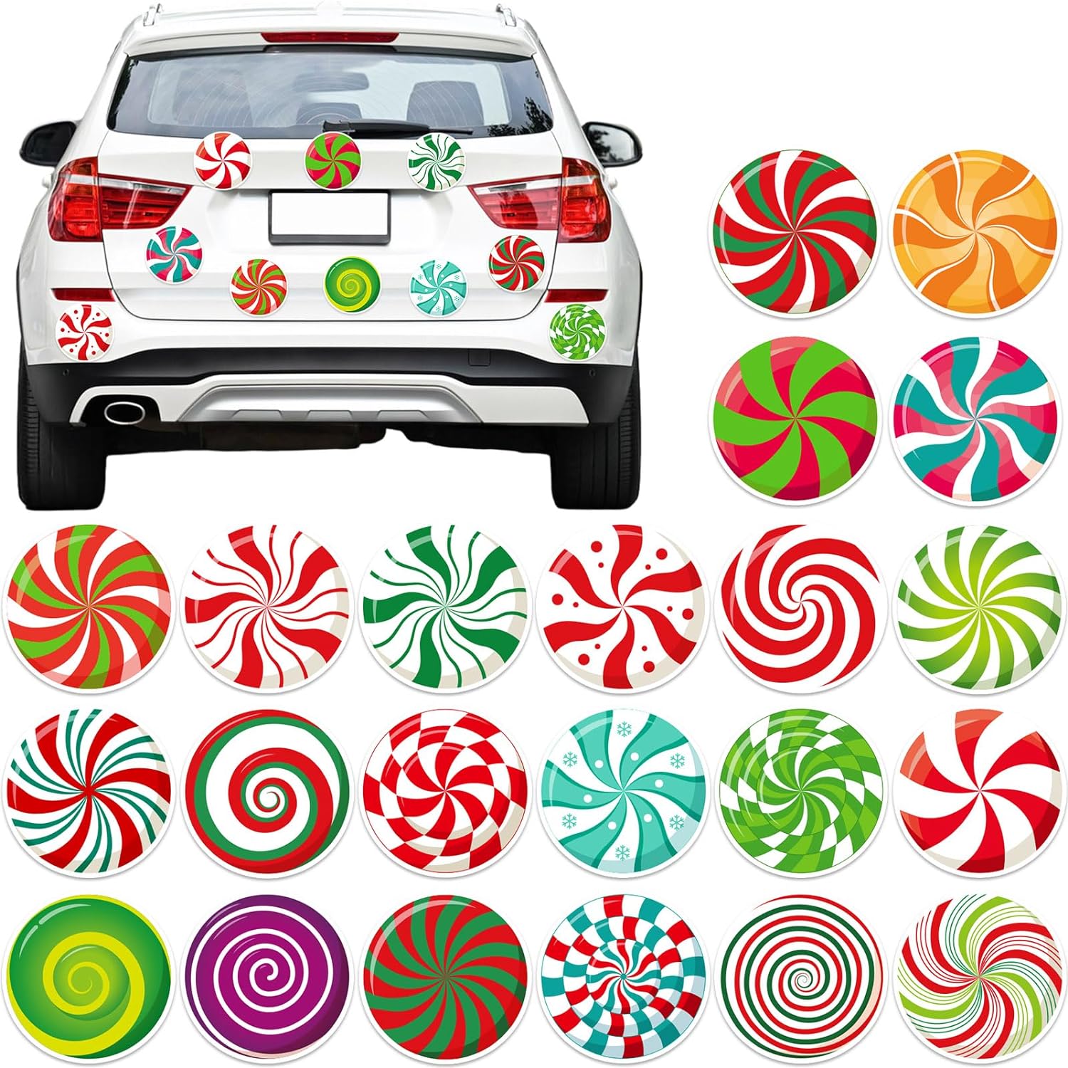 JULMELON 22 Pcs Christmas Candy Magnets Refrigerator Car Magnets Magnetic Sticker for Xmas Holiday DIY Decorations Party Favors Supplies