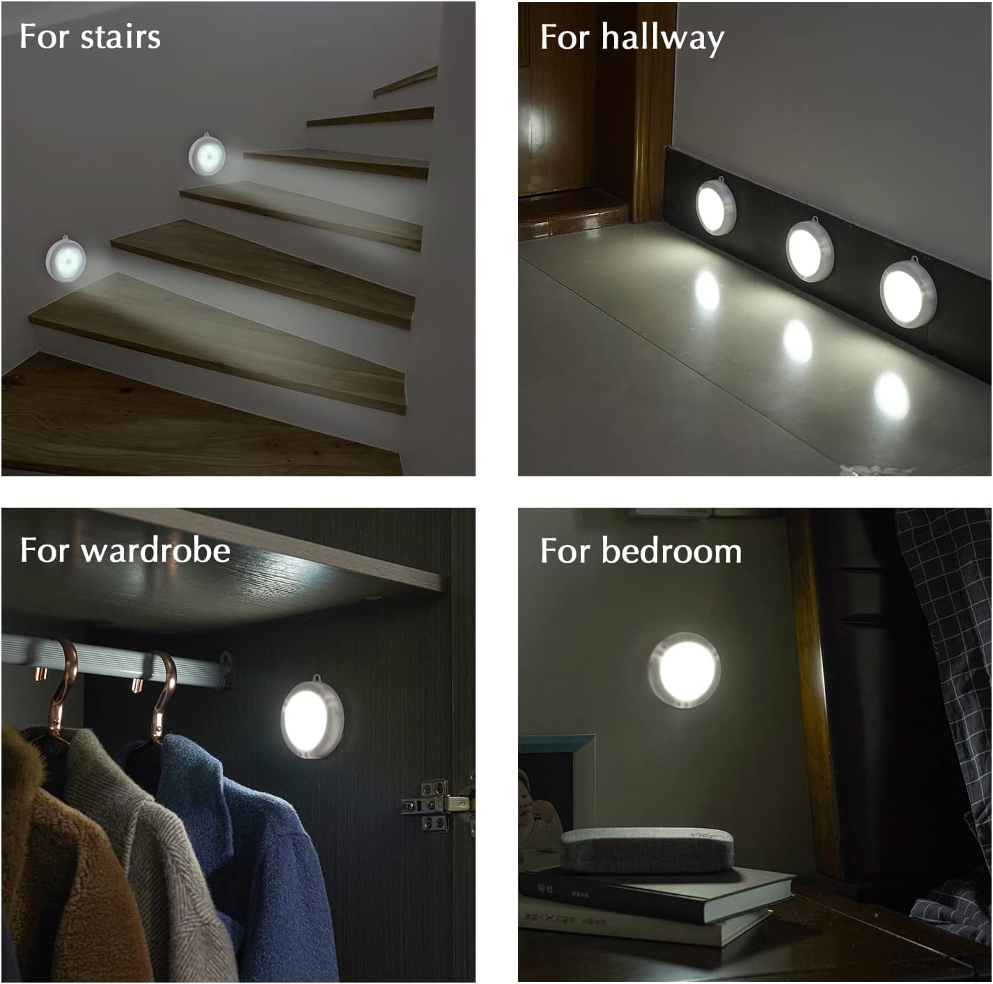 Motion Sensor Light Indoor Battery Powered, Magnetic Stick-On Night Light, Cool White Battery Light for Hallway, Closet, Kids Night Lights for Bedroom, Motion Activated Sensor Light, Stair Lights