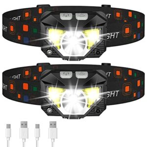 LHKNL Headlamp Flashlight, 1200 Lumen Ultra-Light Bright LED Rechargeable Headlight with White Red Light,2-Pack Waterproof Motion Sensor Head Lamp,8 Mode for Outdoor Camping Running Hiking Fishing