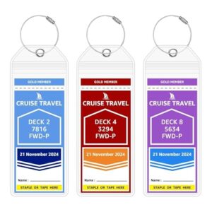 MOLOPPO Luggage Tag Holder Set for Royal Caribbean and Celebrity Cruises, Luggage Tags for Suitcases, Cruise Ship Essentials on Boarding Day or Disembarkation Day (Three Pack, Classic)