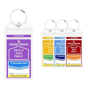 Yokrwo Luggage Tags for Suitcases, Cruise Ship Essentials, Cruise Luggage Tag Holder for Royal Caribbean and Celebrity Cruises on Boarding Day (7.5"× 3.3", 4 Piece)