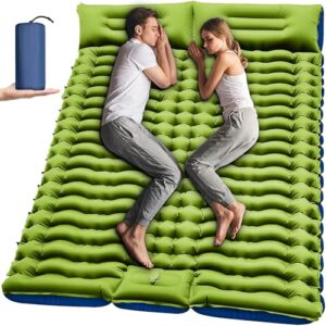 Yuzonc Double Sleeping Pad - Self Inflating 4" Extra-Thick for 2 Person with Pillow Built-in Foot Pump Inflatable Sleeping Mat for Backpacking, Hiking, Traveling, Tent, Portable Camping Mat