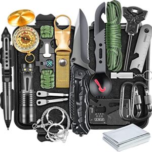 Survival Kit, Gifts for Men Dad Husband, Emergency Survival Gear and Equipment 19 in 1, Fishing Hunting Birthday for Men, Camping Accessories, Cool Gadget, Camping Essentials