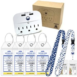 Princess Cruise Essentials (3 Items) Luggage Tag Holders, Power Strip & Cruise Lanyards with Retractable Reel