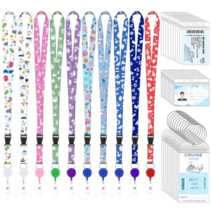 40 Pcs Cruise Lanyard Kits Includes 10 Pack Cruise Lanyards with 10 Pack Cruise Luggage Tag Holder and 20 Pack Waterproof Badge Holders Cruise Ship Essentials for Cruise Ship Key Cards