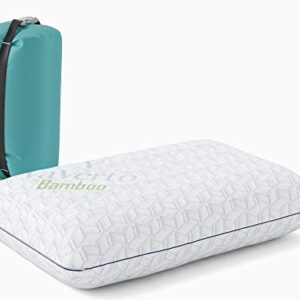 Vaverto Small Memory Foam Bed Pillow for Camping - Compressible Medium Firm, Breathable Cover, Machine Washable, Ideal Backpacking