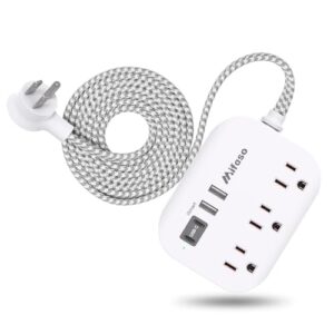 Cruise Ship Essentials - Power Strip with USB Ports, 6Ft Flat Extension Cord with Multiple Outlets, USB Charging Station with Non Surge Protector for Cruise Ship, Travel, Dorm Room Essentials