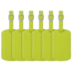 Vividwise Luggage Tags with Name ID Card, Leather Luggage Suitcases Tag for Bag Baggage Travel Accessories 6 Pack (6pcs-Peak Green)