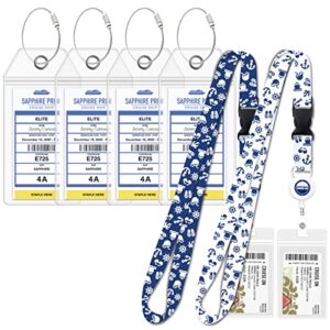 Princess Cruise Essentials (2 Items) Luggage Tag Holders & Cruise Lanyards with Retractable Reel