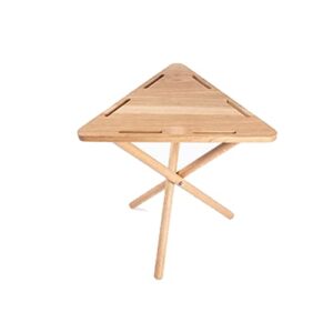 EFVWOE Portable Camping Table Outdoor Camping Solid Oak Wood Triangle Trestle Desk Simple Fishing Picnic Barbecue Coffee Tea Table Self-Driving Gear