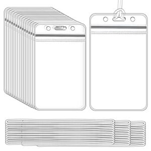 WYOMER 50 Pieces Plastic Luggage Bag Tag Holder Badge Label Tag Holder Clear ID Card Holder with 50 Pack Luggage Tag Loop Straps for Office Business Travel Supplies