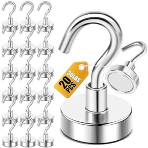DIYMAG Magnetic Hooks, 30lbs+ Heavy Duty Magnetic Hooks Cruise for Hanging, Super Strong Magnet Hooks for Cruise Cabin, Refrigerator, Classroom, Magnetic Metal Hooks for Grill (Sliver, Pack of 20)