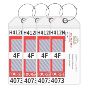Cunard Cruise Luggage Tag Holders [4 Pack] – Waterproof, Durable Plastic with Steel Loops – Fits All Cunard Ships for Cruising in 2024, 2025 and 2026