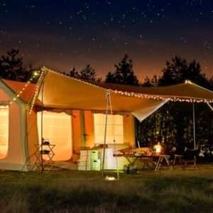 YOLENY Mobile Home Upgraded Oxford Fabric Inflatable Tents for Camping with Stove Jack, with an Oversized Canopy, Hand Pump, Heightened, Extra Large, 8-10 People, Luxury