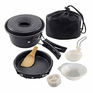 15PCS Portable Outdoor Cook Gear Camping Cookware Mess Kit Aluminum Nonstick Pot Pan Kettle Set for Hiking Backpacking Picnic