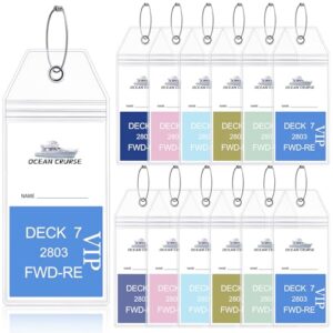 Saintrygo 12 Pieces Cruise Luggage Tags Holder Clear Tag Holders with Steel Loops for Travel Ships Cruise Essentials Accessories in 2025