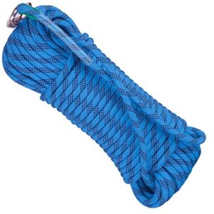 Joostee 16mm Safety Rope, Carrying Weight 2500kg,with 2Pcs Carabiner, for Hiking, Mountaineering, Outdoor Sports, Camping, Caving (Color : Blue, Size : 16mm x 130m)