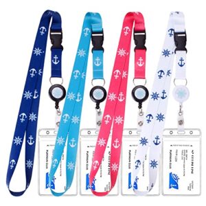 Retractable Waterproof Lanyard with ID Badge Reel Holder & Detachable Buckle for Ships Key Cards, Cruise Essentials & Must Have Accessories (4 Colors)
